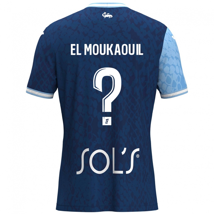 Kandiny Niño Camiseta Mohamed El Moukaouil #0 Azul Cielo Azul Oscuro 1ª Equipación 2024/25 La Camisa Chile