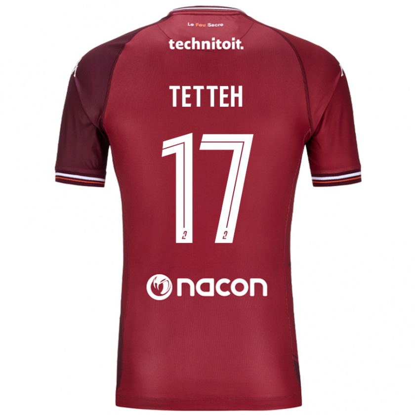 Kandiny Niño Camiseta Benjamin Tetteh #17 Rojo Granata 1ª Equipación 2024/25 La Camisa Chile