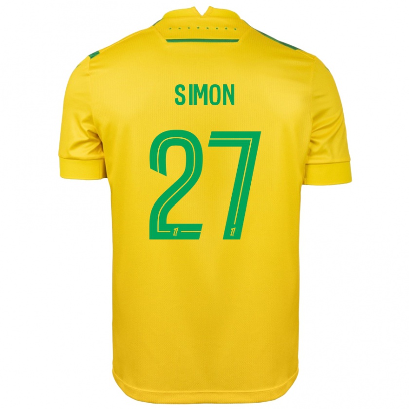 Kandiny Niño Camiseta Moses Simon #27 Amarillo Verde 1ª Equipación 2024/25 La Camisa Chile