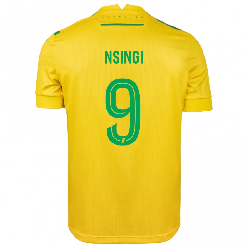 Kandiny Niño Camiseta Plamedi Nsingi #9 Amarillo Verde 1ª Equipación 2024/25 La Camisa Chile