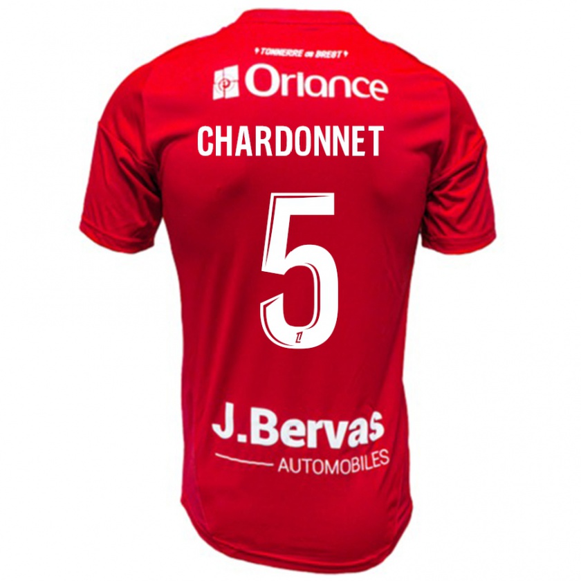 Kandiny Niño Camiseta Brendan Chardonnet #5 Rojo Blanco 1ª Equipación 2024/25 La Camisa Chile