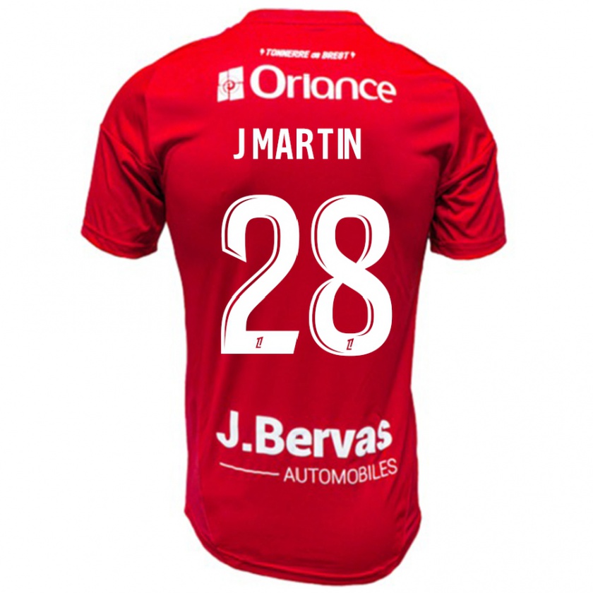 Kandiny Niño Camiseta Jonas Martin #28 Rojo Blanco 1ª Equipación 2024/25 La Camisa Chile