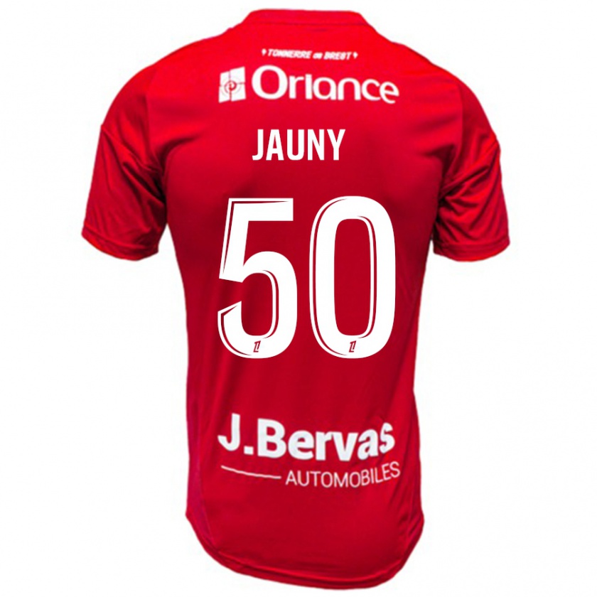 Kandiny Niño Camiseta Noah Jauny #50 Rojo Blanco 1ª Equipación 2024/25 La Camisa Chile