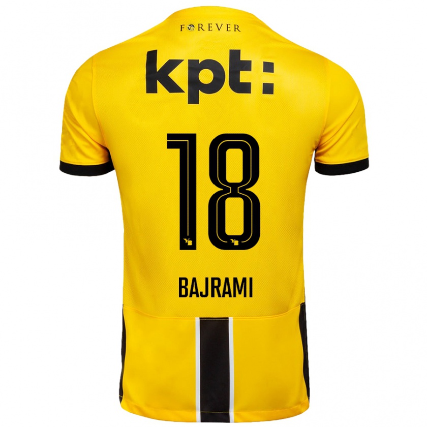 Kandiny Niño Camiseta Ardian Bajrami #18 Amarillo Negro 1ª Equipación 2024/25 La Camisa Chile