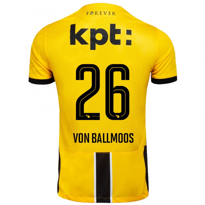 Kandiny Niño Camiseta David Von Ballmoos #26 Amarillo Negro 1ª Equipación 2024/25 La Camisa Chile