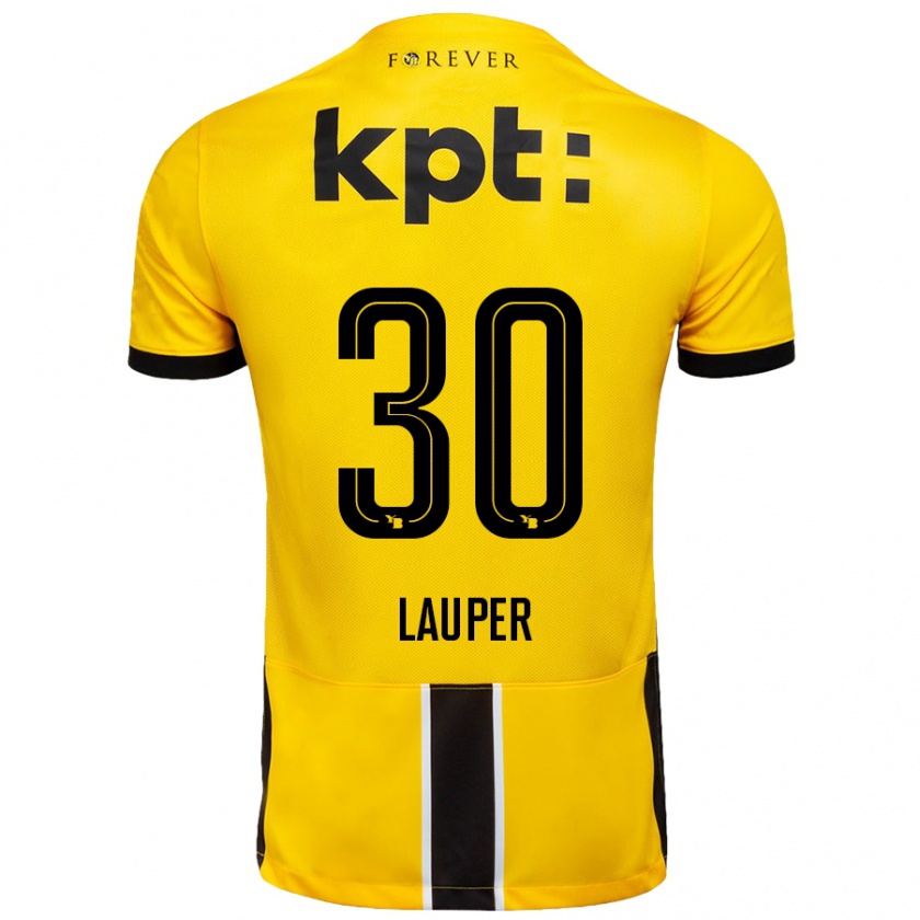 Kandiny Niño Camiseta Sandro Lauper #30 Amarillo Negro 1ª Equipación 2024/25 La Camisa Chile