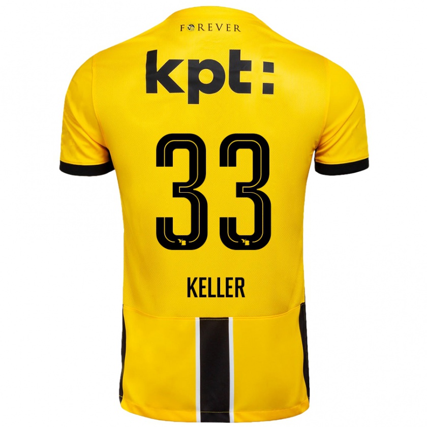 Kandiny Niño Camiseta Marvin Keller #33 Amarillo Negro 1ª Equipación 2024/25 La Camisa Chile