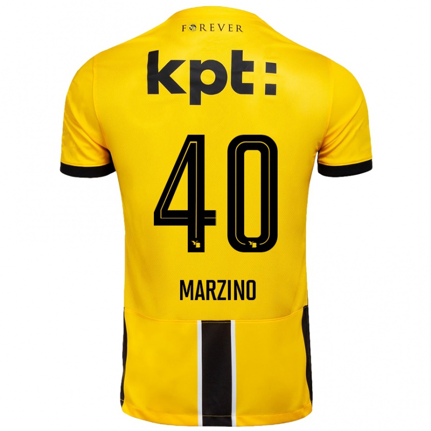 Kandiny Niño Camiseta Dario Marzino #40 Amarillo Negro 1ª Equipación 2024/25 La Camisa Chile