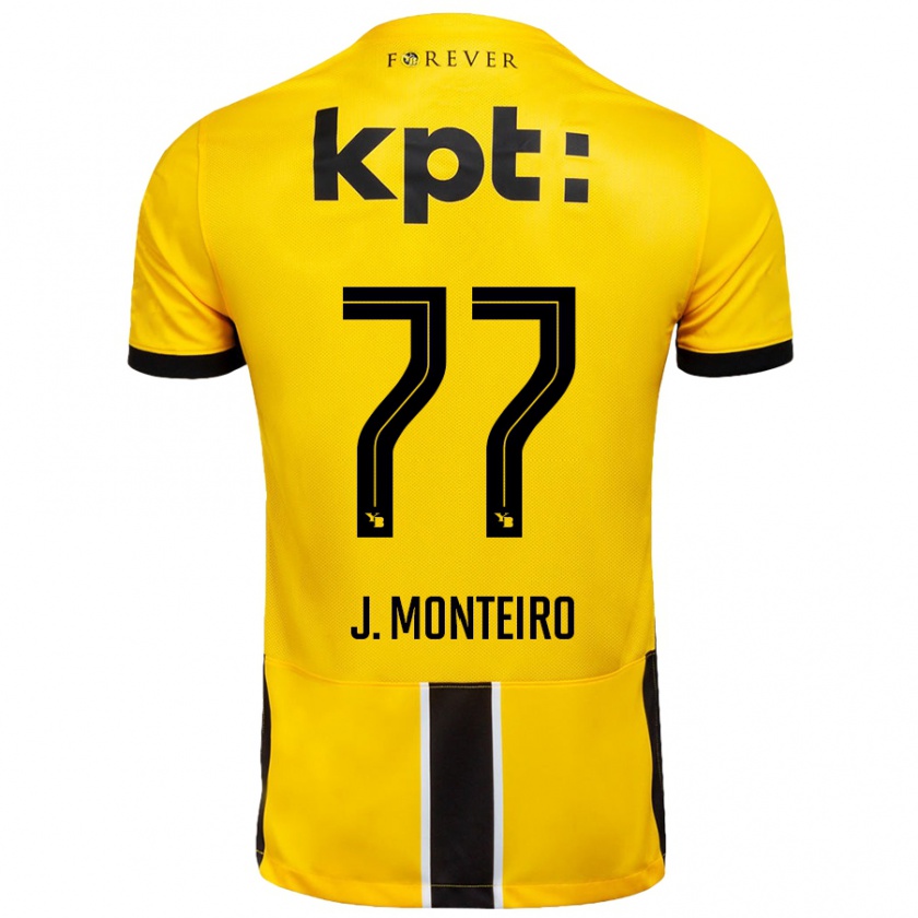 Kandiny Niño Camiseta Joël Monteiro #77 Amarillo Negro 1ª Equipación 2024/25 La Camisa Chile