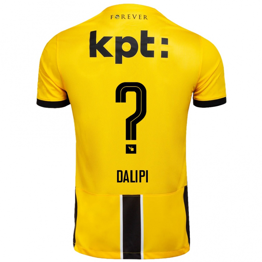 Kandiny Niño Camiseta Lutfi Dalipi #0 Amarillo Negro 1ª Equipación 2024/25 La Camisa Chile