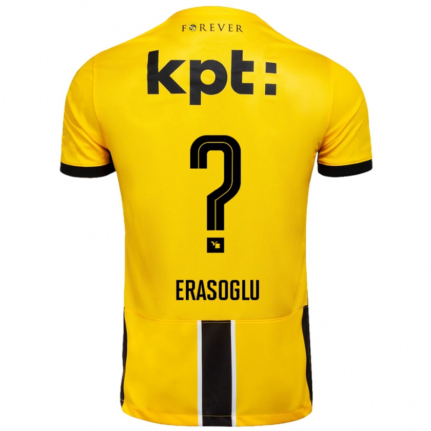 Kandiny Niño Camiseta Deniz Erasoglu #0 Amarillo Negro 1ª Equipación 2024/25 La Camisa Chile