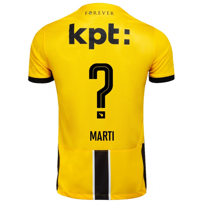 Kandiny Niño Camiseta Robin Marti #0 Amarillo Negro 1ª Equipación 2024/25 La Camisa Chile