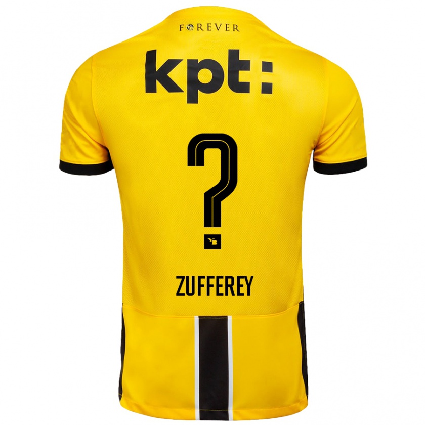 Kandiny Niño Camiseta Gil Zufferey #0 Amarillo Negro 1ª Equipación 2024/25 La Camisa Chile