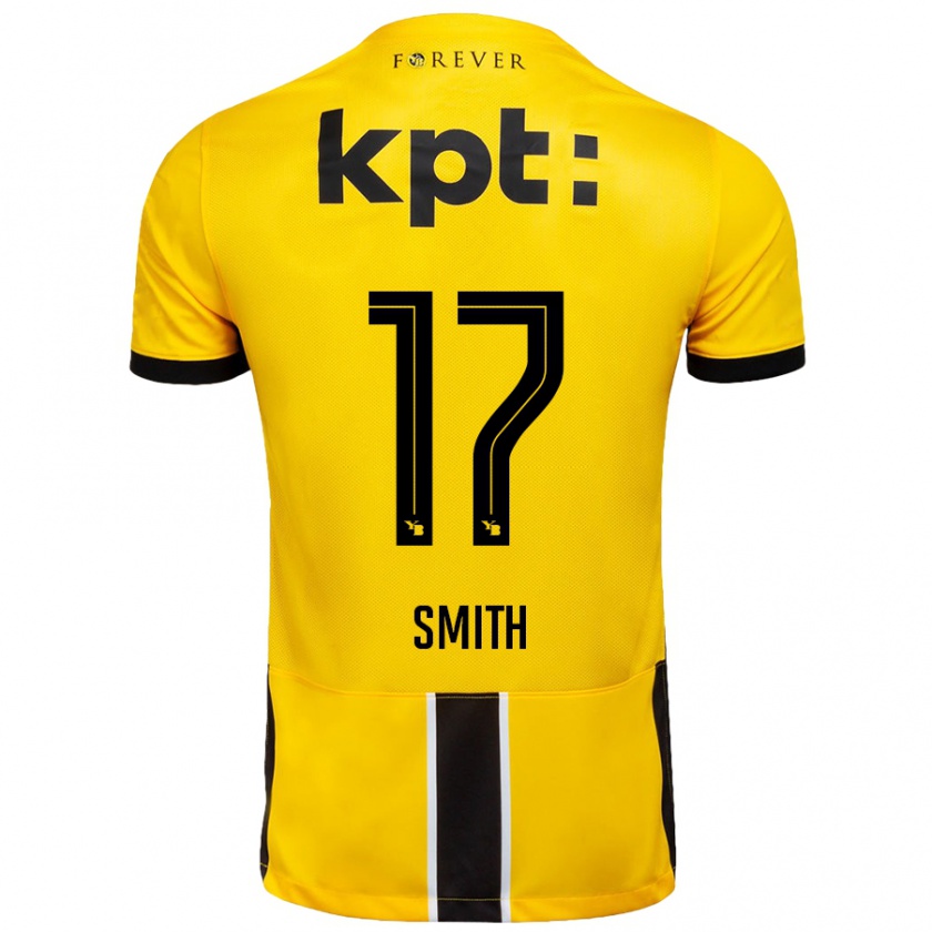 Kandiny Niño Camiseta Rhodri Smith #17 Amarillo Negro 1ª Equipación 2024/25 La Camisa Chile