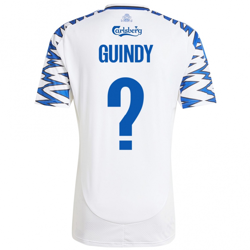 Kandiny Niño Camiseta Eliot Guindy #0 Blanco Azul Cielo 1ª Equipación 2024/25 La Camisa Chile