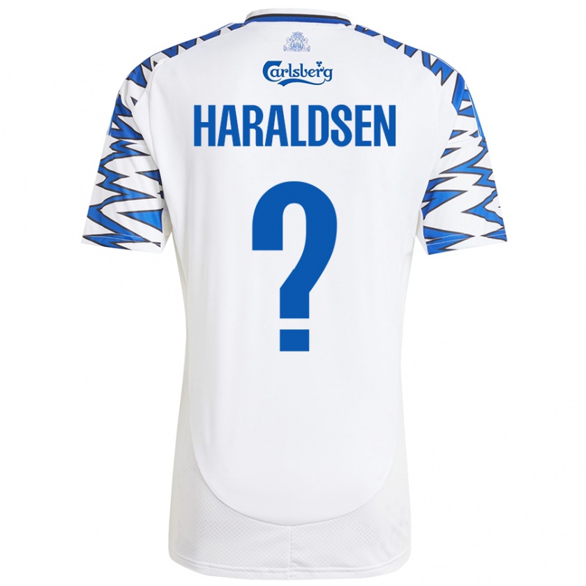 Kandiny Niño Camiseta Henrik Haraldsen #0 Blanco Azul Cielo 1ª Equipación 2024/25 La Camisa Chile