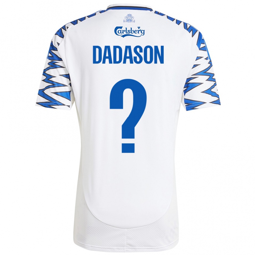 Kandiny Niño Camiseta Viktor Dadason #0 Blanco Azul Cielo 1ª Equipación 2024/25 La Camisa Chile