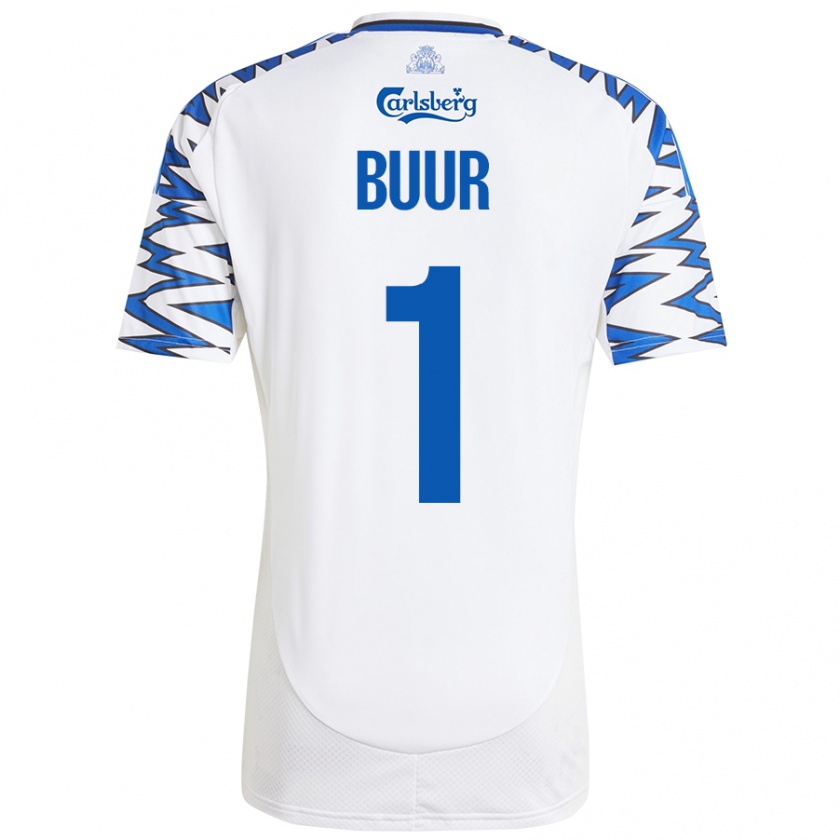 Kandiny Niño Camiseta Oscar Buur #1 Blanco Azul Cielo 1ª Equipación 2024/25 La Camisa Chile