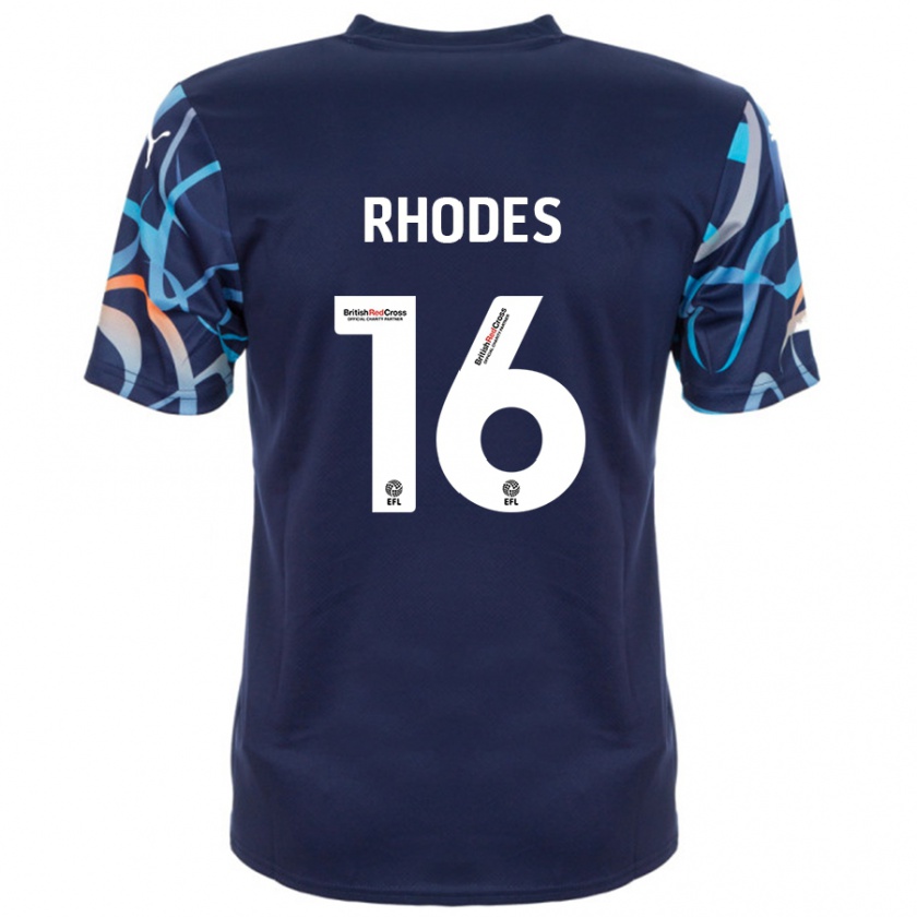 Kandiny Niño Camiseta Jordan Rhodes #16 Azul Marino 2ª Equipación 2024/25 La Camisa Chile