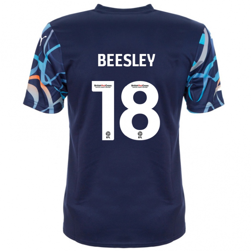 Kandiny Niño Camiseta Jake Beesley #18 Azul Marino 2ª Equipación 2024/25 La Camisa Chile