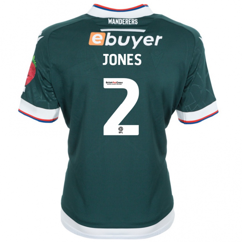 Kandiny Niño Camiseta Gethin Jones #2 Verde Oscuro 2ª Equipación 2024/25 La Camisa Chile