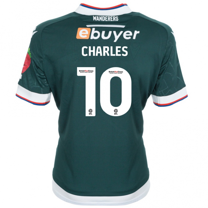 Kandiny Niño Camiseta Dion Charles #10 Verde Oscuro 2ª Equipación 2024/25 La Camisa Chile