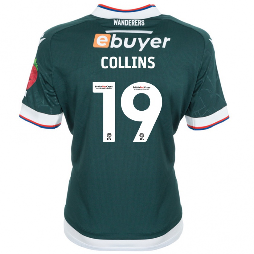 Kandiny Niño Camiseta Aaron Collins #19 Verde Oscuro 2ª Equipación 2024/25 La Camisa Chile