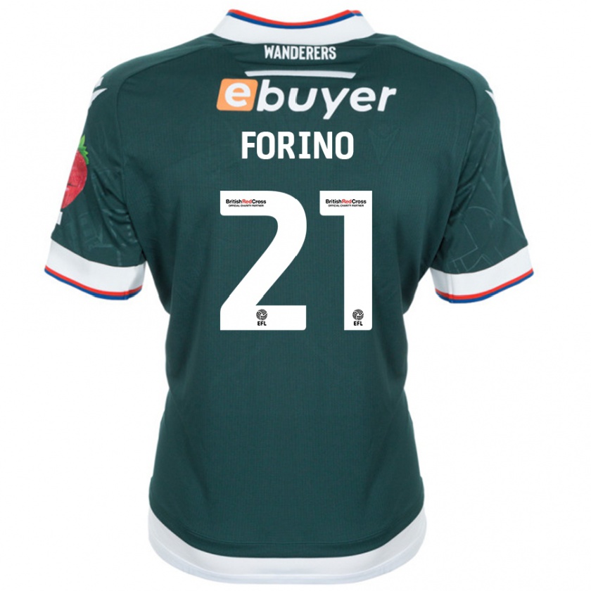 Kandiny Niño Camiseta Chris Forino #21 Verde Oscuro 2ª Equipación 2024/25 La Camisa Chile