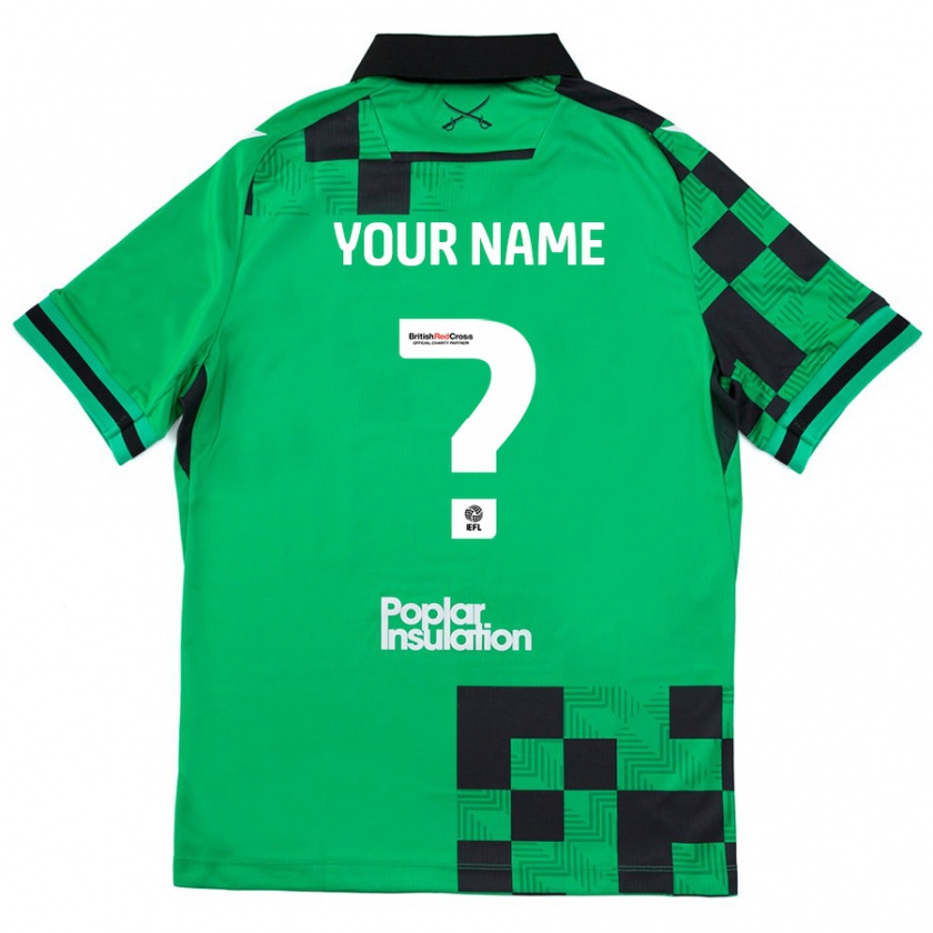 Kandiny Niño Camiseta Su Nombre #0 Verde Negro 2ª Equipación 2024/25 La Camisa Chile