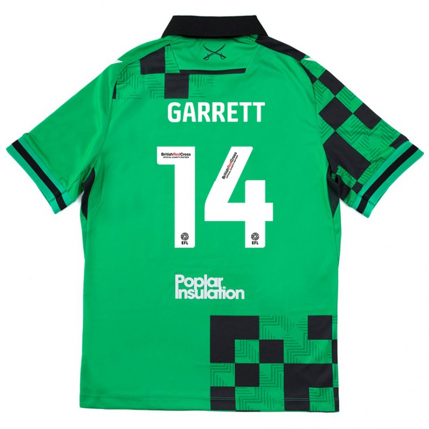 Kandiny Niño Camiseta Jake Garrett #14 Verde Negro 2ª Equipación 2024/25 La Camisa Chile