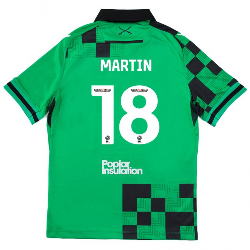 Kandiny Niño Camiseta Chris Martin #18 Verde Negro 2ª Equipación 2024/25 La Camisa Chile