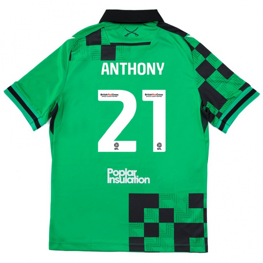 Kandiny Niño Camiseta Micah Anthony #21 Verde Negro 2ª Equipación 2024/25 La Camisa Chile