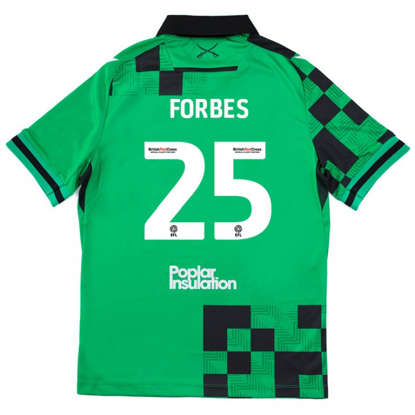 Kandiny Niño Camiseta Michael Forbes #25 Verde Negro 2ª Equipación 2024/25 La Camisa Chile