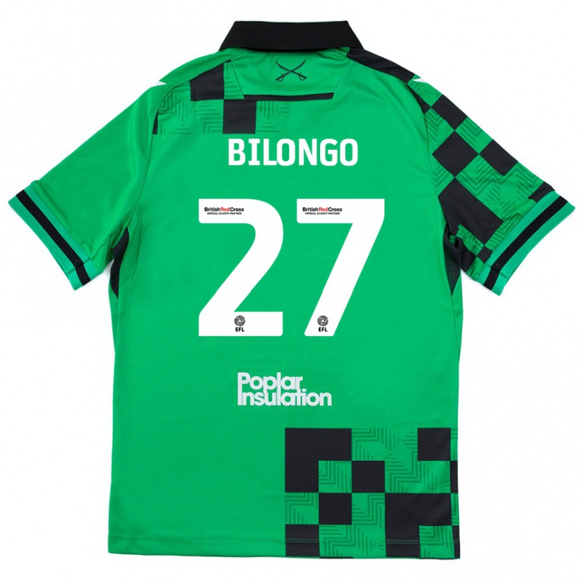 Kandiny Niño Camiseta Bryant Bilongo #27 Verde Negro 2ª Equipación 2024/25 La Camisa Chile