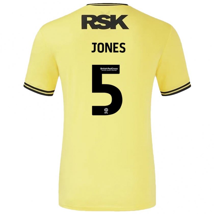 Kandiny Niño Camiseta Lloyd Jones #5 Amarillo Negro 2ª Equipación 2024/25 La Camisa Chile