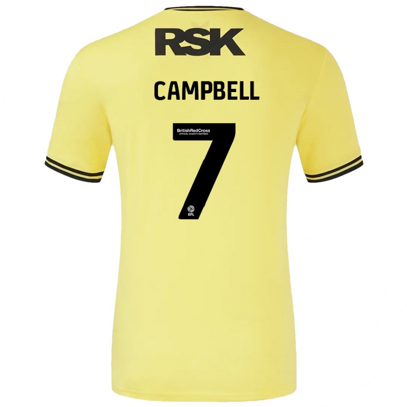 Kandiny Niño Camiseta Tyreece Campbell #7 Amarillo Negro 2ª Equipación 2024/25 La Camisa Chile