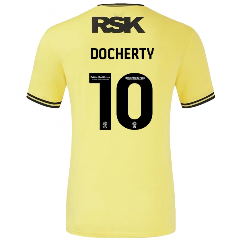 Kandiny Niño Camiseta Greg Docherty #10 Amarillo Negro 2ª Equipación 2024/25 La Camisa Chile