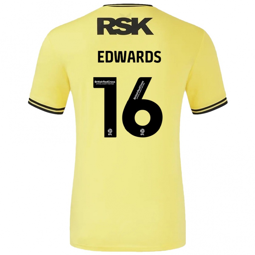 Kandiny Niño Camiseta Josh Edwards #16 Amarillo Negro 2ª Equipación 2024/25 La Camisa Chile