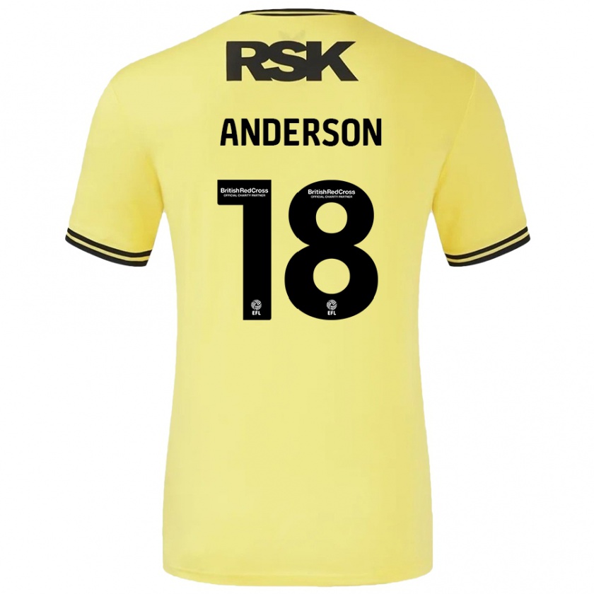 Kandiny Niño Camiseta Karoy Anderson #18 Amarillo Negro 2ª Equipación 2024/25 La Camisa Chile