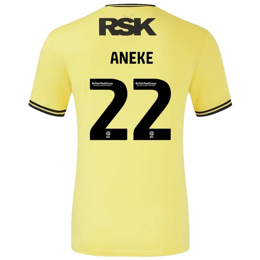 Kandiny Niño Camiseta Chuks Aneke #22 Amarillo Negro 2ª Equipación 2024/25 La Camisa Chile