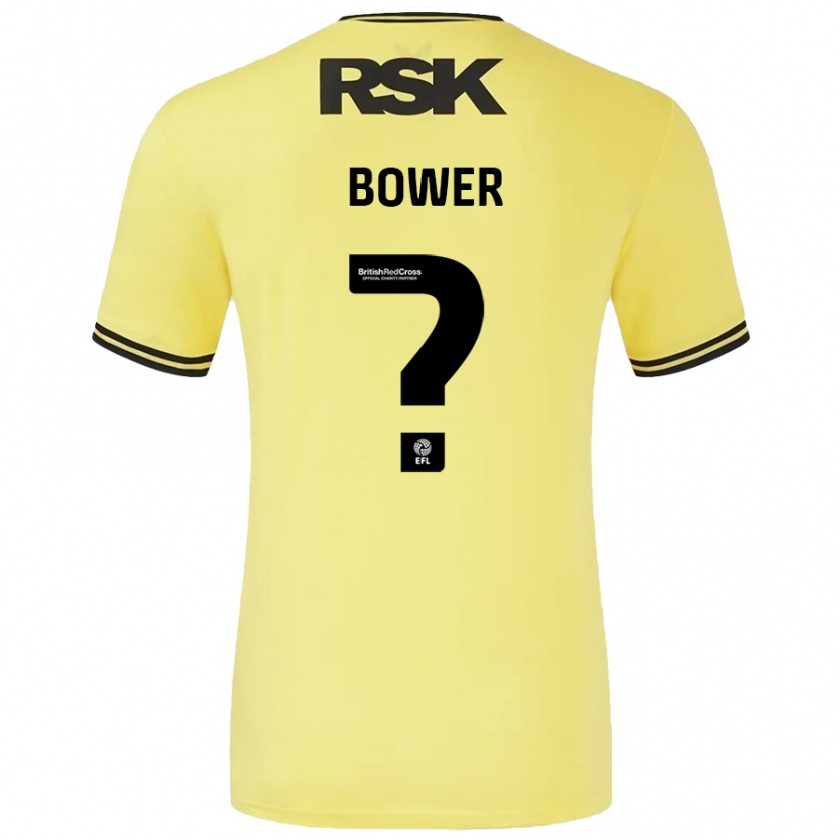 Kandiny Niño Camiseta Toby Bower #0 Amarillo Negro 2ª Equipación 2024/25 La Camisa Chile