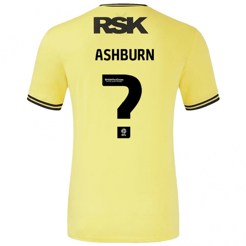 Kandiny Niño Camiseta Luke Ashburn #0 Amarillo Negro 2ª Equipación 2024/25 La Camisa Chile