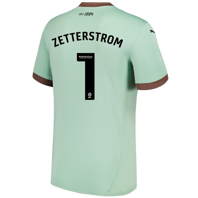 Kandiny Niño Camiseta Jacob Widell Zetterström #1 Verde Pálido 2ª Equipación 2024/25 La Camisa Chile