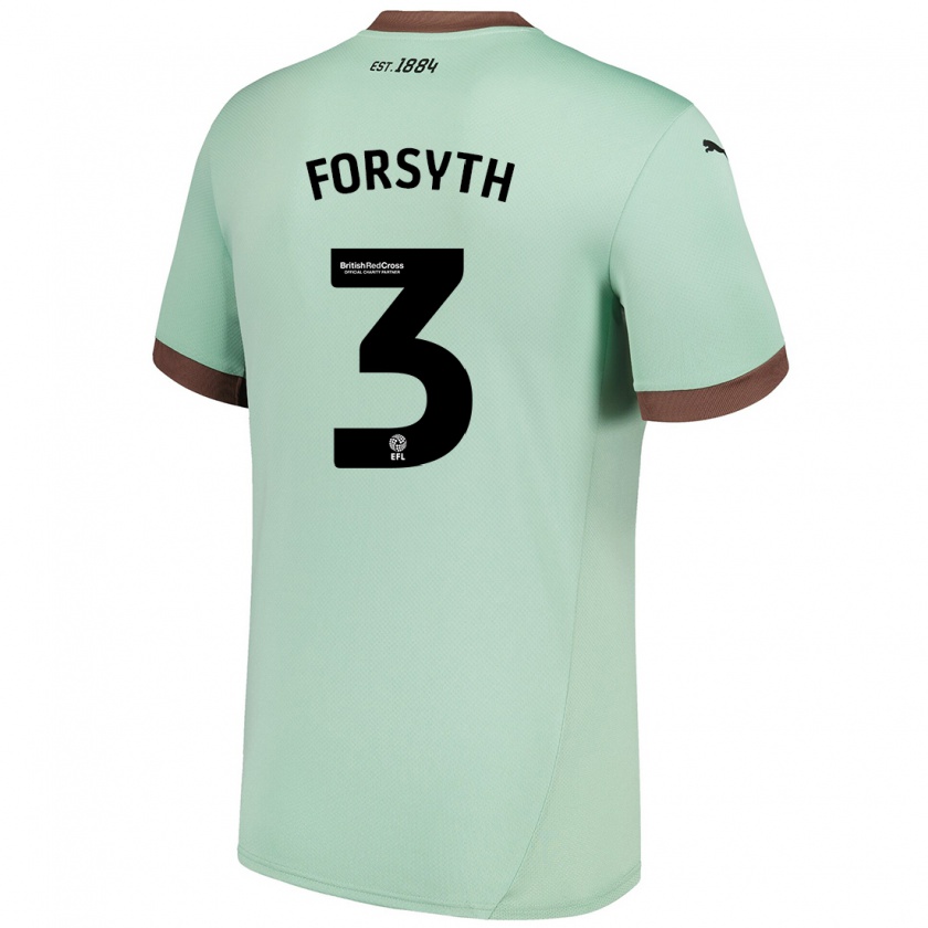 Kandiny Niño Camiseta Craig Forsyth #3 Verde Pálido 2ª Equipación 2024/25 La Camisa Chile