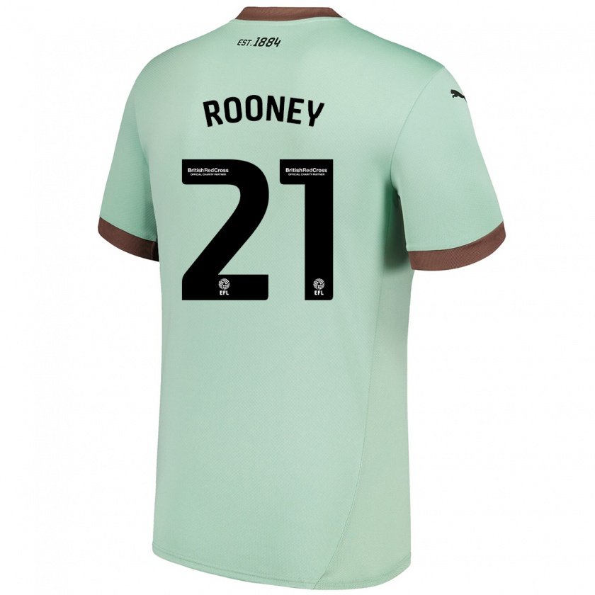 Kandiny Niño Camiseta Jake Rooney #21 Verde Pálido 2ª Equipación 2024/25 La Camisa Chile