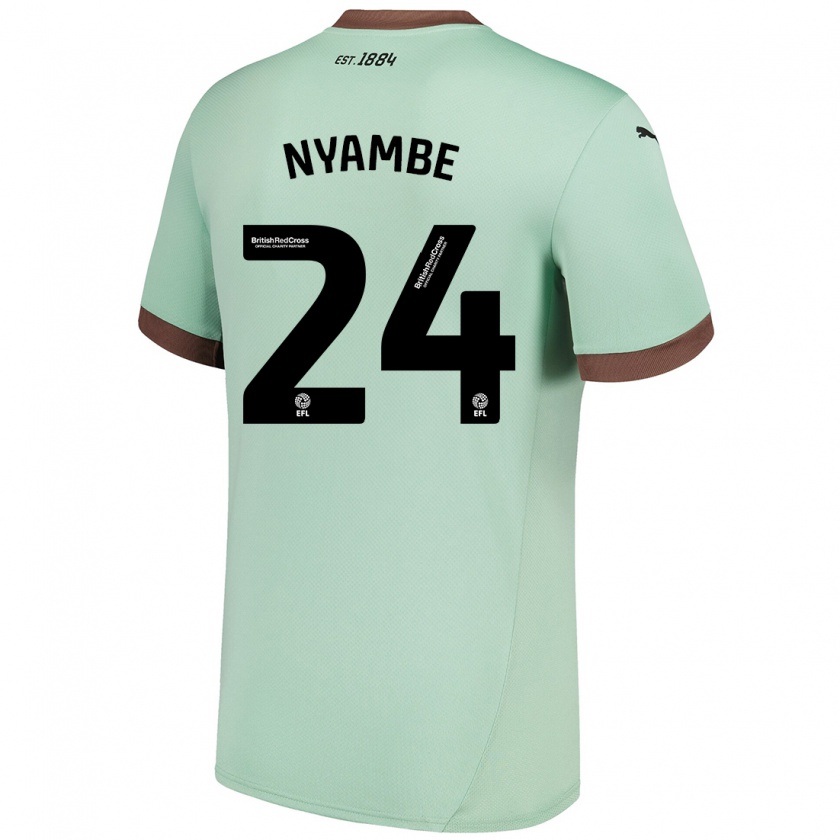 Kandiny Niño Camiseta Ryan Nyambe #24 Verde Pálido 2ª Equipación 2024/25 La Camisa Chile