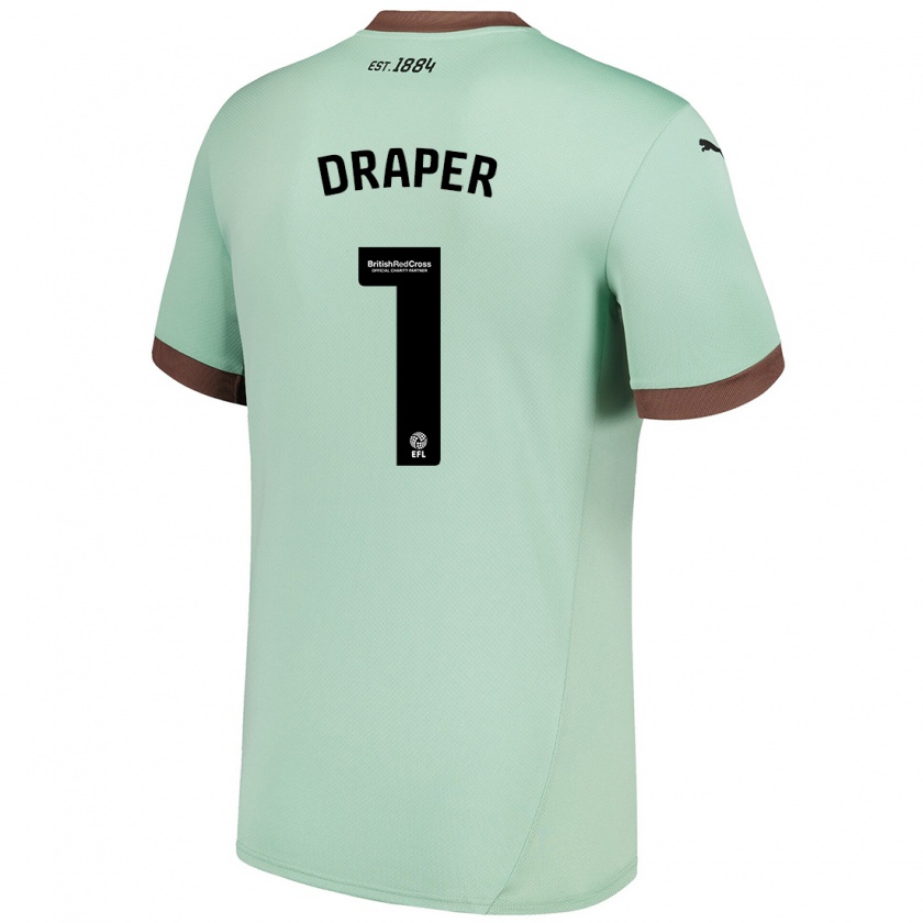 Kandiny Niño Camiseta Anna Draper #1 Verde Pálido 2ª Equipación 2024/25 La Camisa Chile