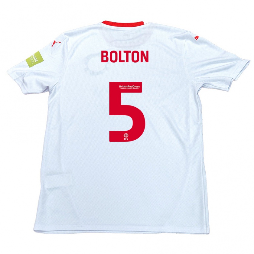 Kandiny Niño Camiseta James Bolton #5 Blanco 2ª Equipación 2024/25 La Camisa Chile