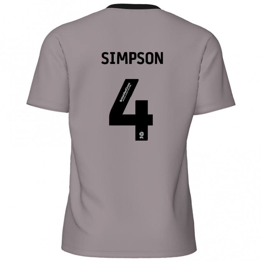 Kandiny Niño Camiseta Jack Simpson #4 Gris 2ª Equipación 2024/25 La Camisa Chile