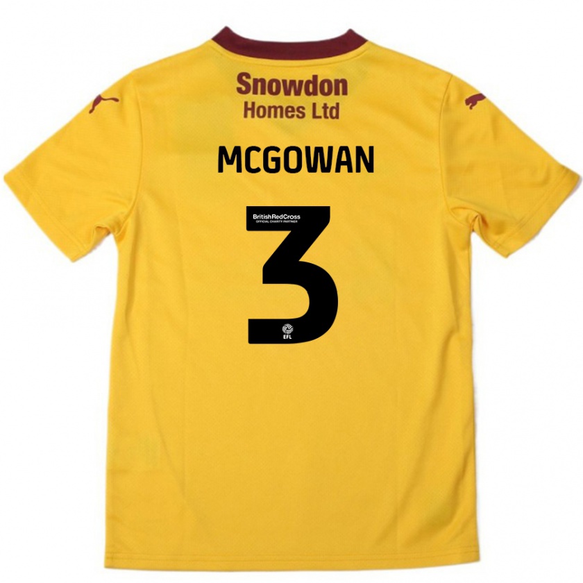 Kandiny Niño Camiseta Aaron Mcgowan #3 Naranja Borgoña 2ª Equipación 2024/25 La Camisa Chile